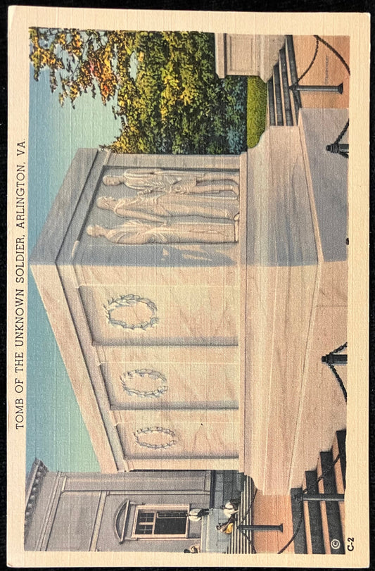 Tomb of the Unknown Soldier, Arlington, Virginia - Vintage Veteran Memorial Postcard