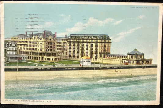 Hotel Dennis - Atlantic City, N. J. - Copr. Detroit Publishing Co. - 1912 Hotel Postcard