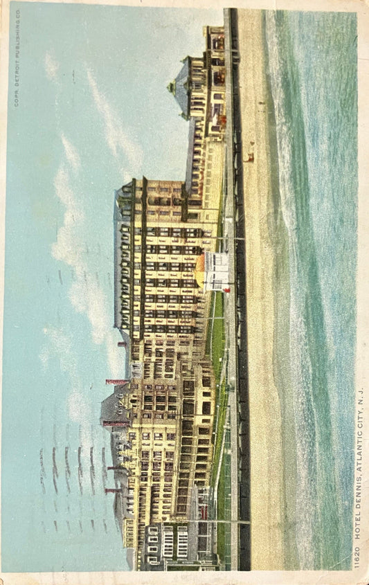 Hotel Dennis - Atlantic City, N. J. - Copr. Detroit Publishing Co. - 1912 Hotel Postcard