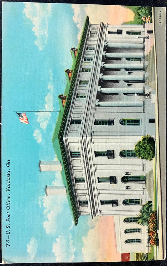 U. S. Post Office, Valdosta, Georgia - Vintage Post Office Postcard