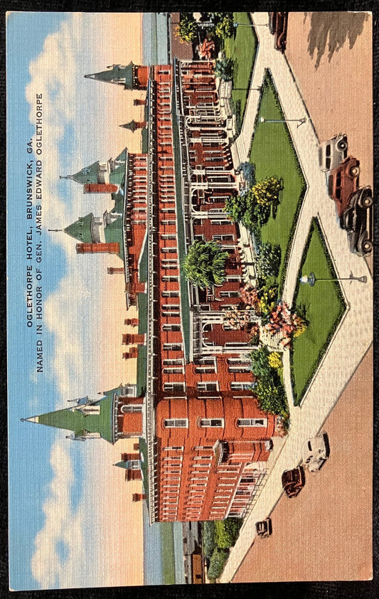 Oglethorpe Hotel, Brunswick, Georgia, Named in Honor of Gen. James Edward Oglethrope - Vintage 1930s Hotel Linen Postcard
