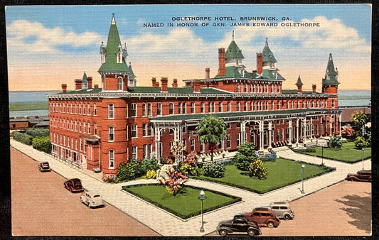 Oglethorpe Hotel, Brunswick, Georgia, Named in Honor of Gen. James Edward Oglethrope - Vintage 1930s Hotel Linen Postcard