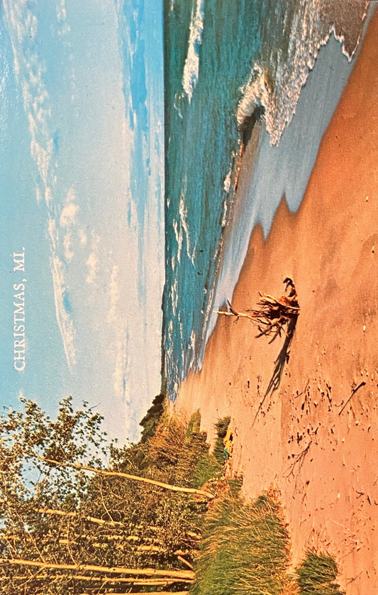 Christmas, Michigan - Vintage Beach Postcard - Really is a place!