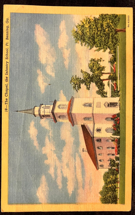 The Chapel, the Infantry School, Ft. Benning, Georgia - Vintage Military Church Postcard