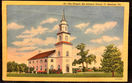 The Chapel, the Infantry School, Ft. Benning, Georgia - Vintage Military Church Postcard