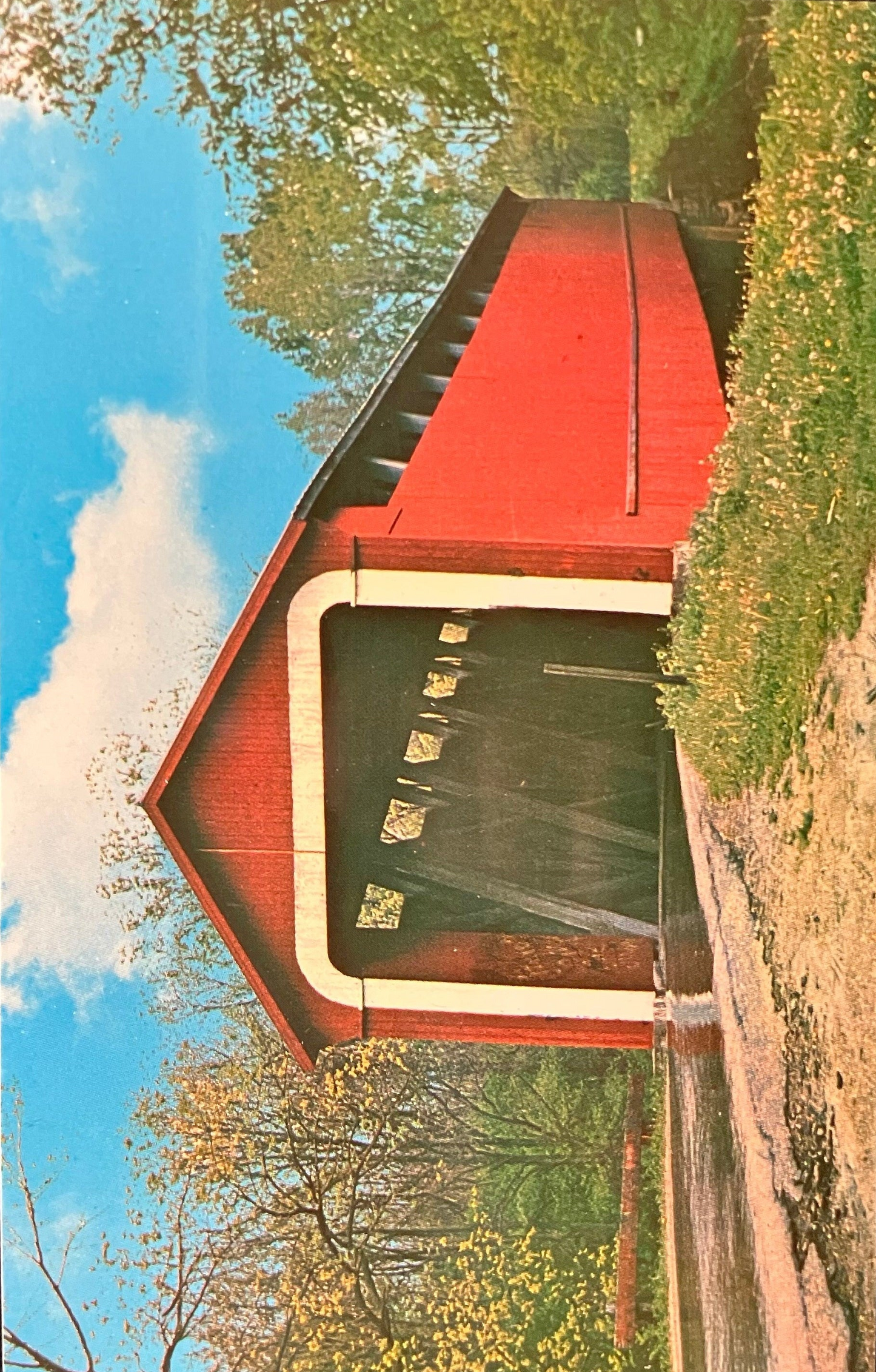 Ceylon’s Covered Bridge over Wabash River in Adams County, Indiana - Vintage Covered Bridge Postcard