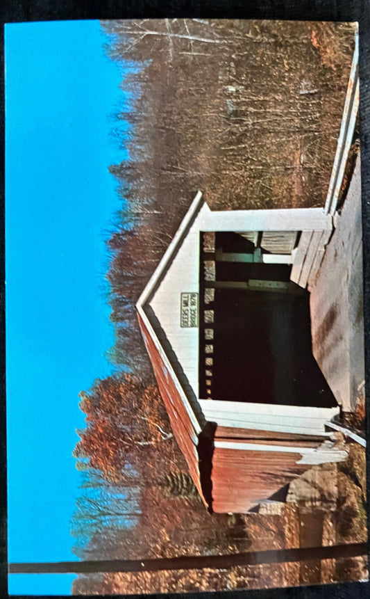 Deer’s Mill Bridge in Montgomery Country, Indiana - Photo: Mitchell - Vintage Covered Bridge Postcard