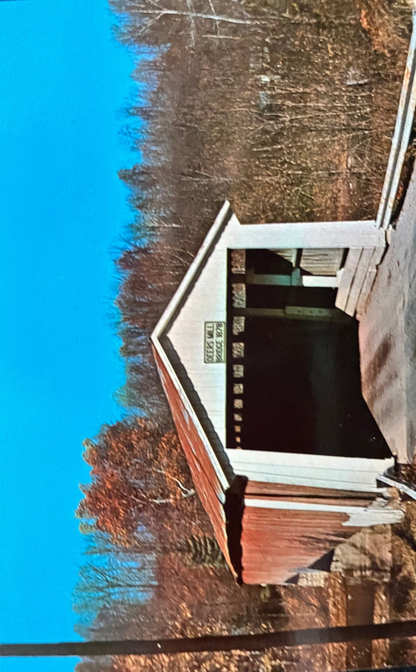 Deer’s Mill Bridge in Montgomery Country, Indiana - Photo: Mitchell - Vintage Covered Bridge Postcard