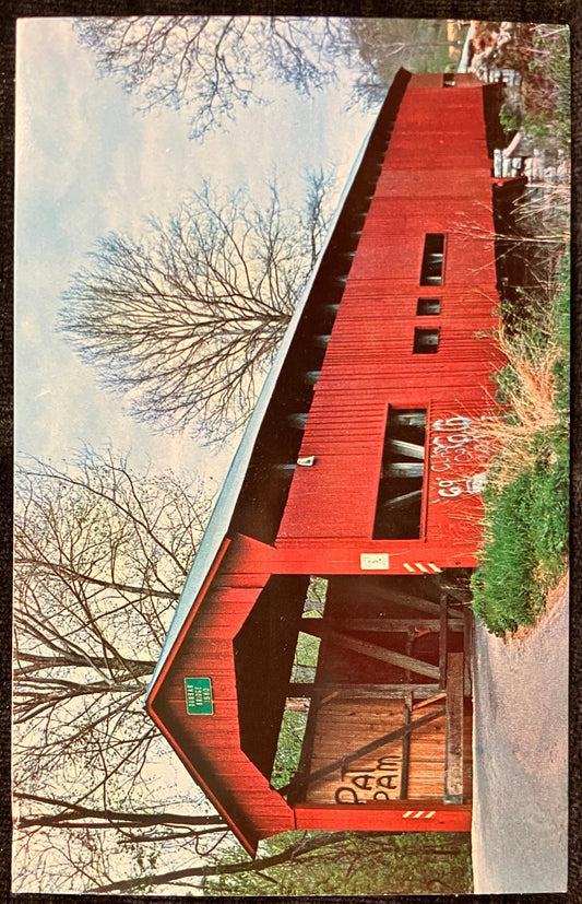 Dunbar Bridge in Putnam County, Indiana - Photo by Mitchell - Vintage Covered  wooden Bridge Postcard