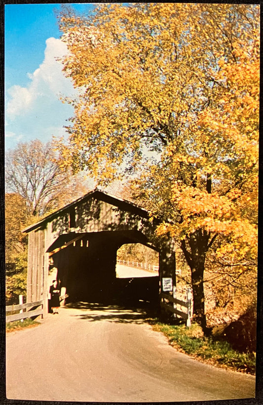 Dora Covered Bridge in Wabash County, Indiana - Photo by Charles L. Kindley - Vintage Covered Bridge Postcard