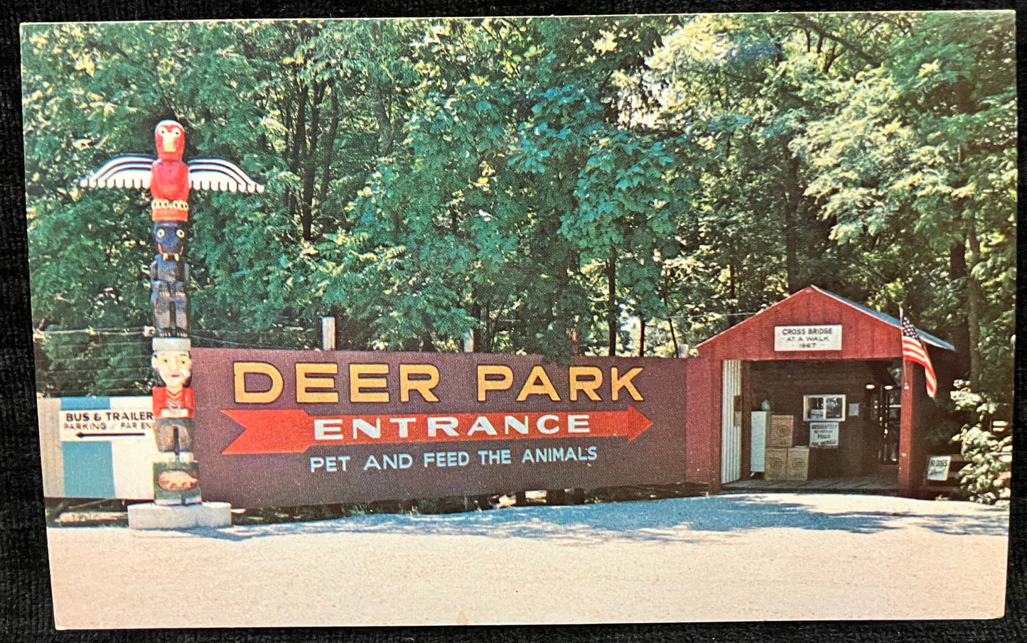 Deer Park Bridge in Scenic Parke County, Indiana - Photo: Mitchell -  Covered Bridge Postcard - Indiana Amusement Park -