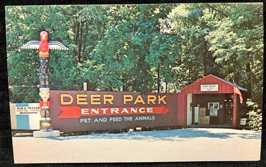 Deer Park Bridge in Scenic Parke County, Indiana - Photo: Mitchell -  Covered Bridge Postcard - Indiana Amusement Park -