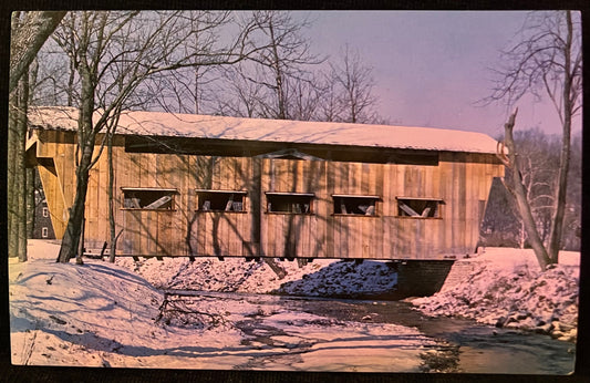 Jasper Road Covered Bridge in Greene County, Ohio - Photo: Eugene Belt - Vintage Postcard - 1877 Covered Bridge over Caesar's Creek
