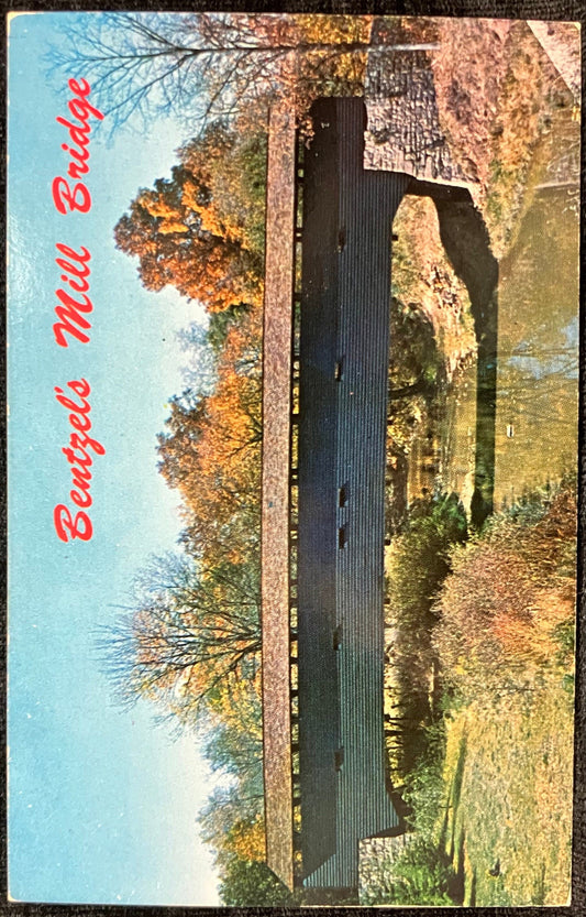 Bentzel's Mill Bridge - Photo: Jesse D. Brown - Vintage Covered Bridge Postcard - Over Little Conewago Creek, York County, Pennsylvania