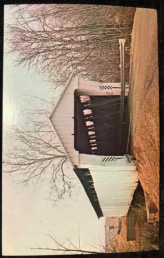 McColly Road Bridge in Logan County, Ohio - Photo: William D. Smith - Vintage Postcard - Covered Bridge over Great Miami River