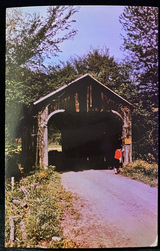 Gunn Bridge in Guernest County, Ohio - Photo by Anita Knight -  Covered Bridge - Vintage Postcard