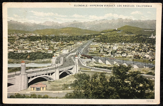 Glendale - Hyperion Viaduct - Los Angeles, California - Vintage Postcard
