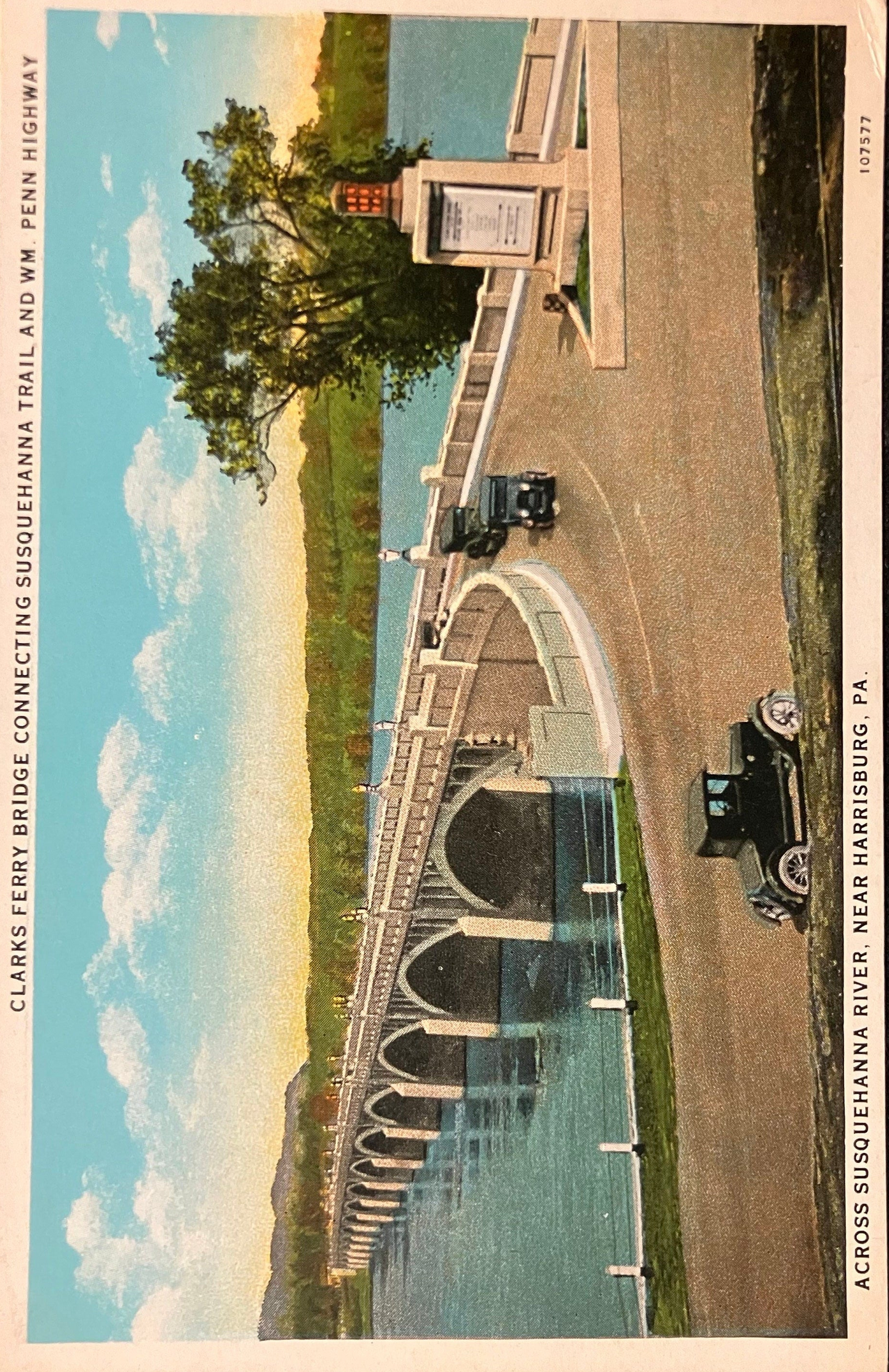 Clarks Ferry Bridge Connecting Susquehanna Trail and Wm. Penn Highway - Across Susquehanna River, Near Harrisburg, PA. - Vintage Postcard