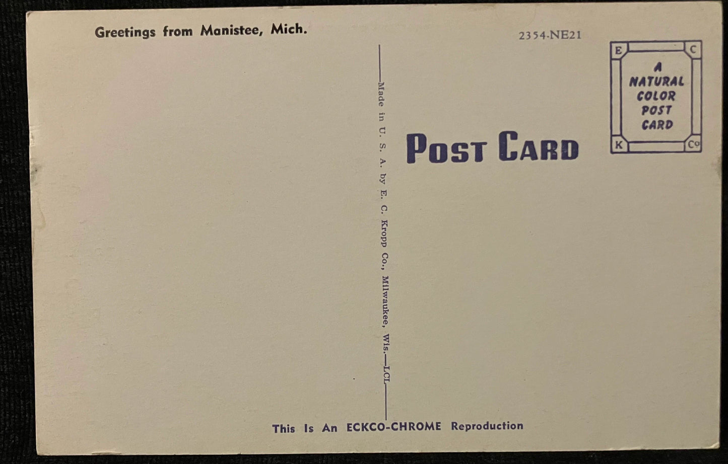 Greetings from Manistee, Michigan - Scenic Vacation Wonderland - Vintage Nature Postcard