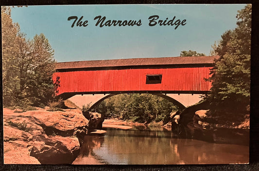 The Narrows Bridge - Over Sugar Creek in Indiana - Photo by Parrish - Vintage Covered Bridge Postcard