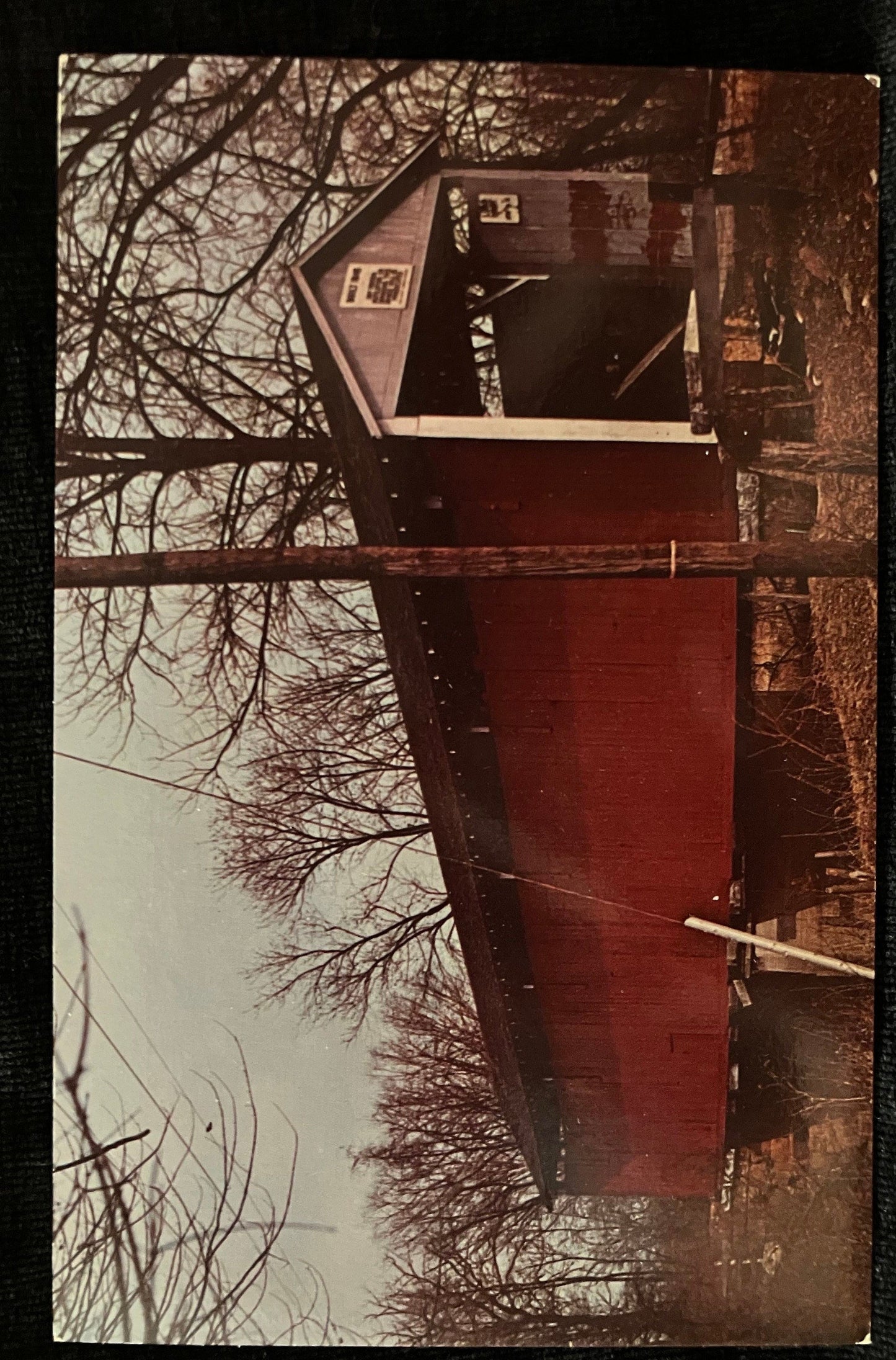 Honey Creek Bridge in Vigo County, Indiana - Photo by John V. Pontiere Jr. - Vintage Covered Bridge Postcard