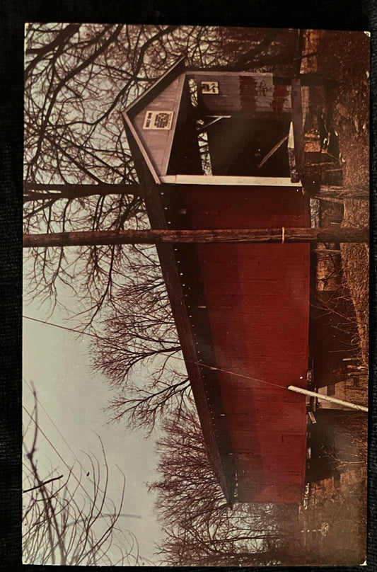 Honey Creek Bridge in Vigo County, Indiana - Photo by John V. Pontiere Jr. - Vintage Covered Bridge Postcard