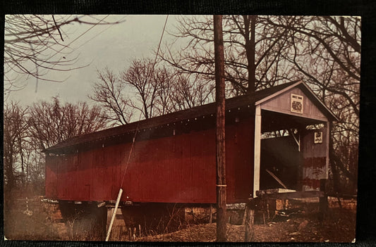 Honey Creek Bridge in Vigo County, Indiana - Photo by John V. Pontiere Jr. - Vintage Covered Bridge Postcard