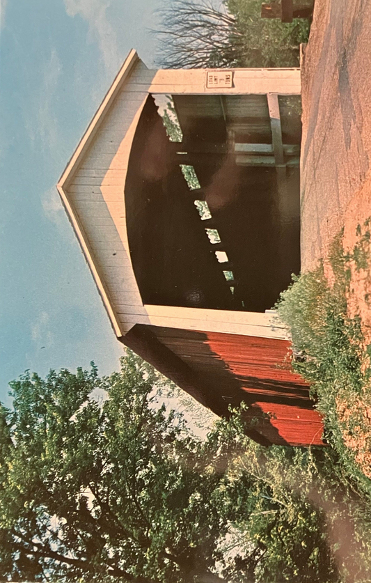 Coal Creek Bridge in Parke County, Indiana - Photo Mitchell - Vintage Covered Bridge Postcard