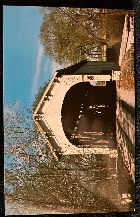 Cedar Ford Bridge in Shelby, Indiana County, Indiana - Photo by Mitchell - Vintage Covered Bridge Postcard