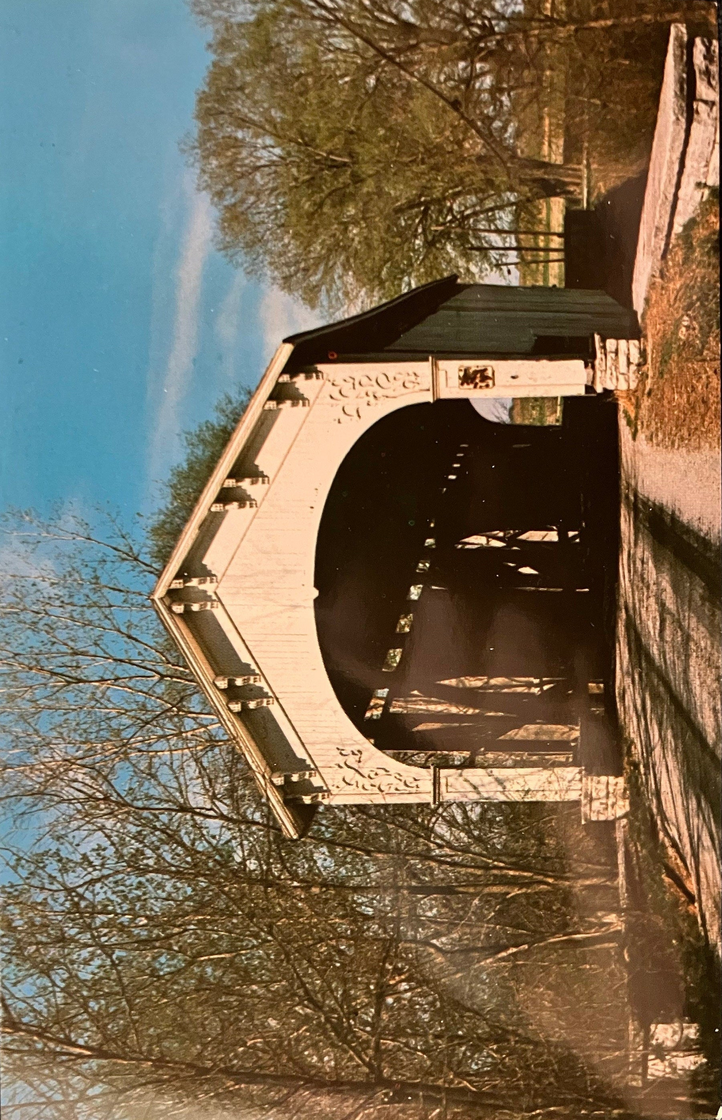 Cedar Ford Bridge in Shelby, Indiana County, Indiana - Photo by Mitchell - Vintage Covered Bridge Postcard