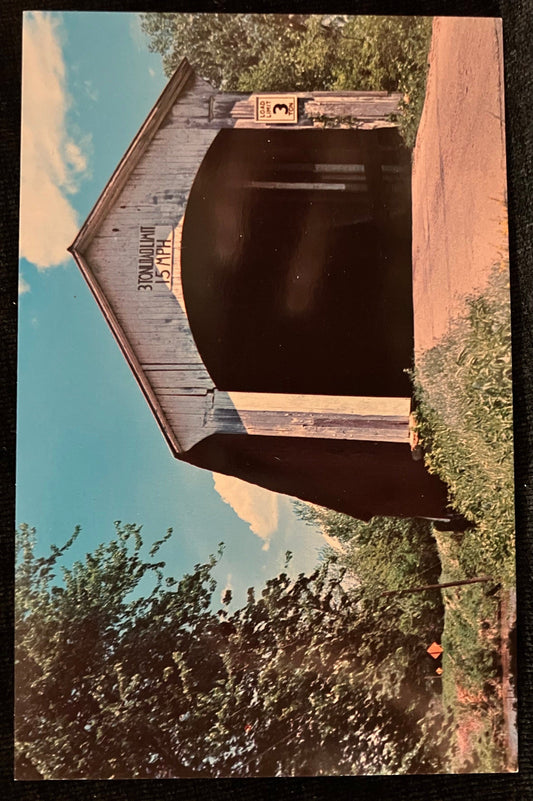Chunn Ford Bridge in Vermillion County, Indiana - Hades Bridge - Photo by Mitchell - Vintage Covered Bridge Postcard