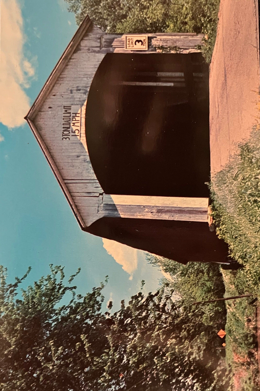 Chunn Ford Bridge in Vermillion County, Indiana - Hades Bridge - Photo by Mitchell - Vintage Covered Bridge Postcard