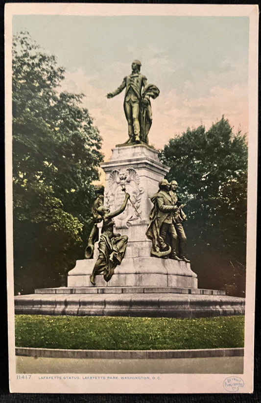 Lafayette Statue, Lafayette Park, Washington D. C., Maryland - Detroit Publishing Co. - Vintage Postcard
