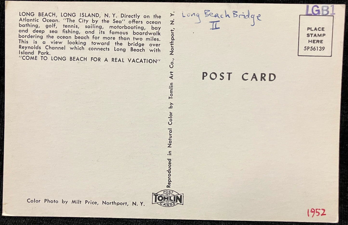 Long Beach, Long Island, New York - Photo: Milt Price - Vintage Beachside Postcard