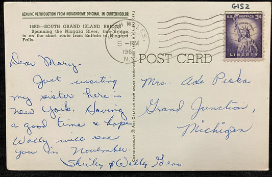 South Grand Island Bridge over Niagara River near Buffalo, New York - Vintage Bridge Postcard