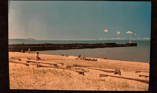 Lake Michigan from Leland, Michigan - Ektachrome: Rader - Vintage Beach Lake Postcard