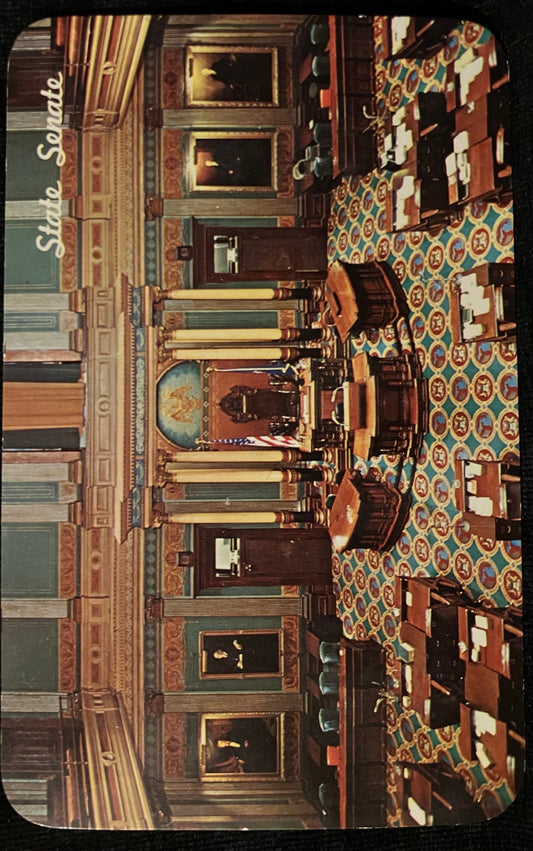 State Senate - Capitol Building in Lansing, Michigan - Photo by Allen Stross - Vintage Government Postcard