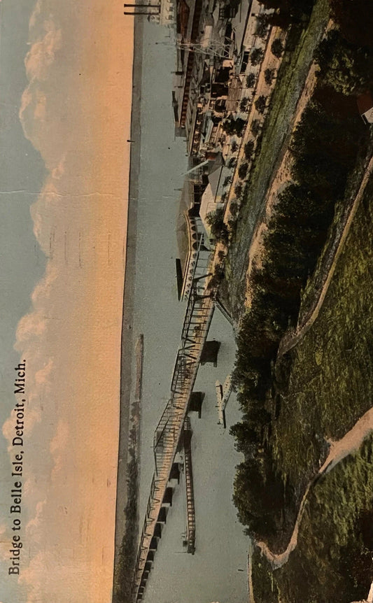 Bridge to Belle Isle, Detroit, Mich. - Vintage Bridge Postcard