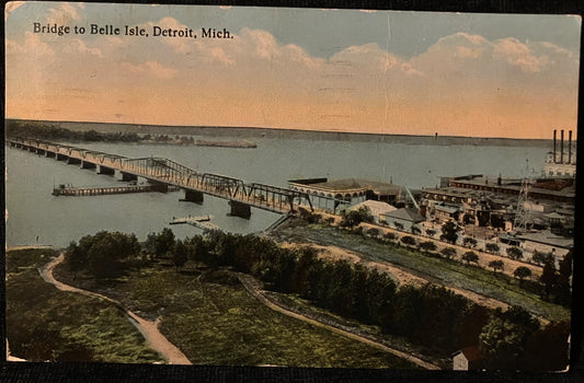 Bridge to Belle Isle, Detroit, Mich. - Vintage Bridge Postcard