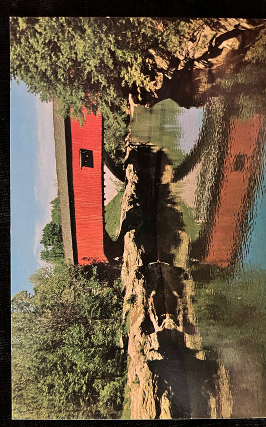 Narrows Covered Bridge in Parke County, Indiana - Photo by George Gould - Vintage Covered Bridge Postcard