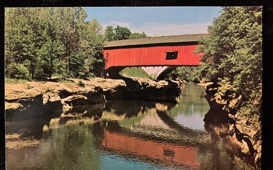 Narrows Covered Bridge in Parke County, Indiana - Photo by George Gould - Vintage Covered Bridge Postcard