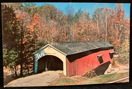 Narrows Bridge over Sugar Creek in Parke County, Indiana - Photo byMitchell - Vintage Covered Bridge Postcard