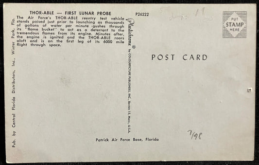 Thor-able - First Lunar Probe at the Patrick Air Force Base in Florida - Vintage Air Force Postcard