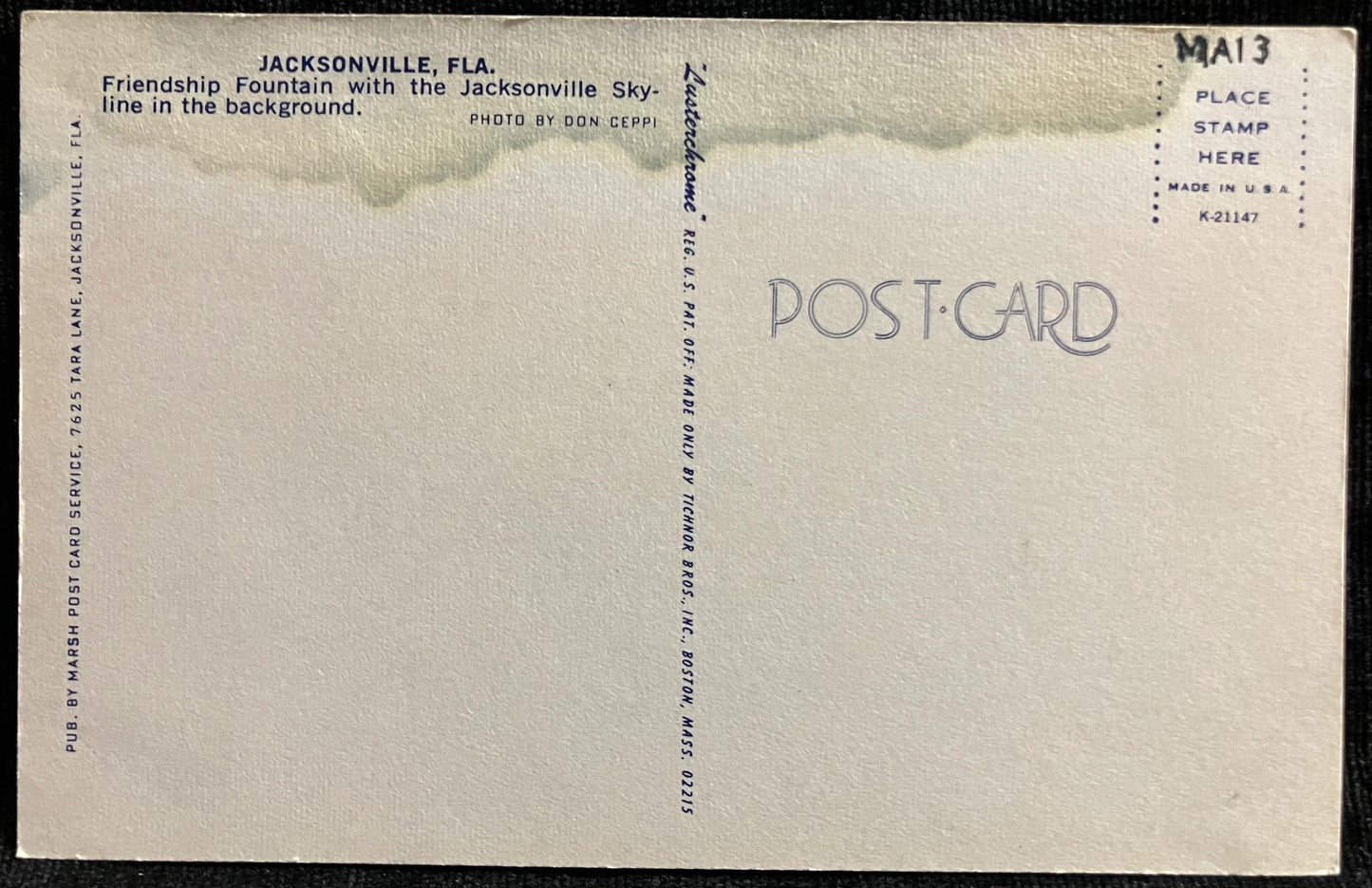 Friendship Fountain in Jacksonville, Florida - Photo: Don Ceppi - Vintage Highway Postcard