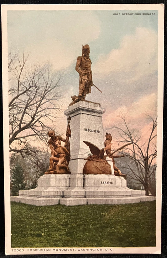 Kosciuszko Monument, Washington D. C., Maryland - Copr. Detroit Publishing Co. - Vintage Postcard