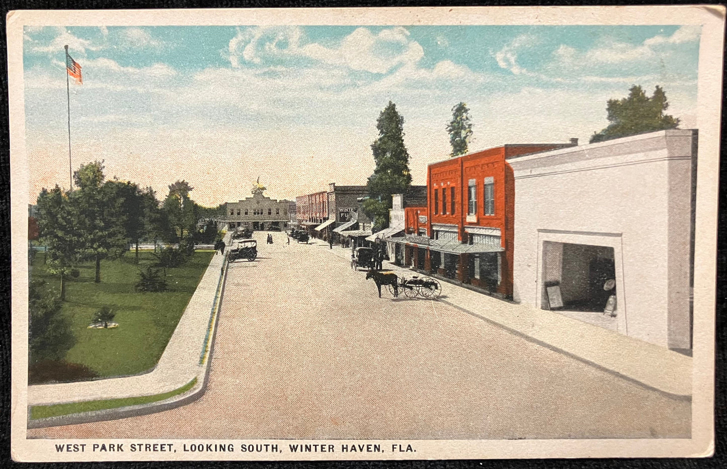 Winter Haven Florida Postcard - West Park Street, Looking South, Winter Haven, Fla. -  1910 Florida Postcard