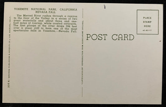 Yosemite National Park, California-Nevada Fall - Vintage National Park Postcard