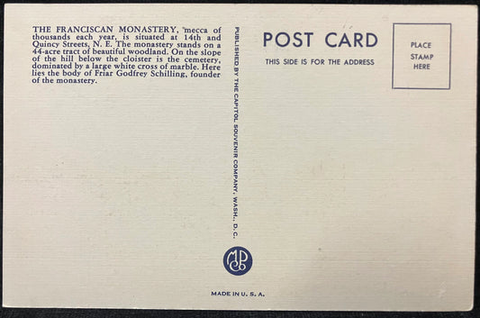 The Franciscan Monastery, Washington D. C., Maryland - Vintage Monastery Postcard