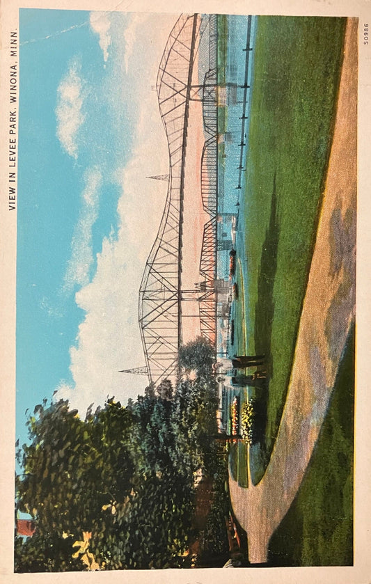 View in Levee Park, Winona, Minn. - Vintage Park Postcard - Land of 1000 Lakes