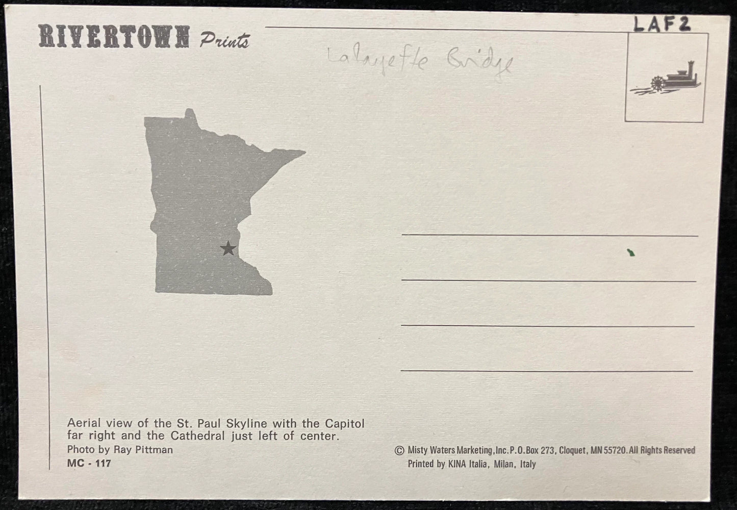 Saint Paul, Minnesota - Photo: Ray Pittman - Vintage Bridge Postcard